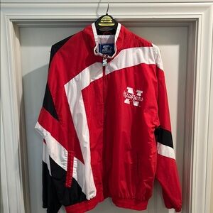 Vintage Nebraska STARTER Red and White Windbreaker Jacket